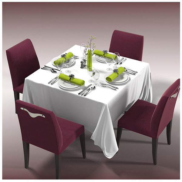 square restaurant table 3d model - Square Restaurant Table Banquet by shop3ds